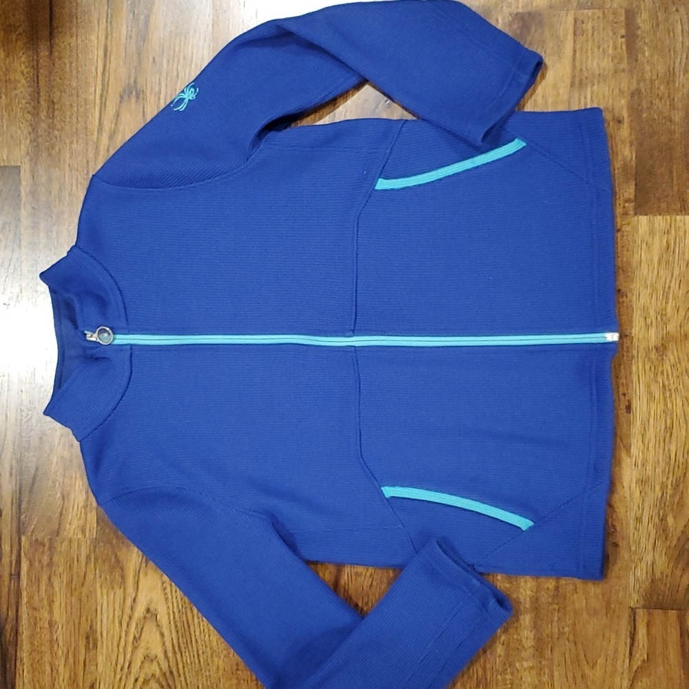 Girls Spyder blue & teal full zip sweater size 14/16